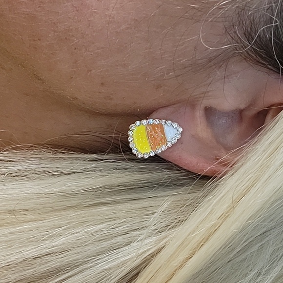 Beyond Adorable Jewelry - CANDY CORN SPARKLE EARRINGS